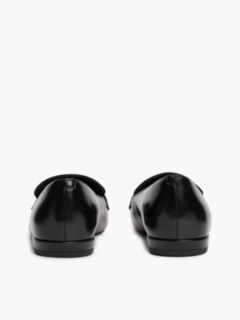 Leather Pointed Toe Penny Loafers — Black 4