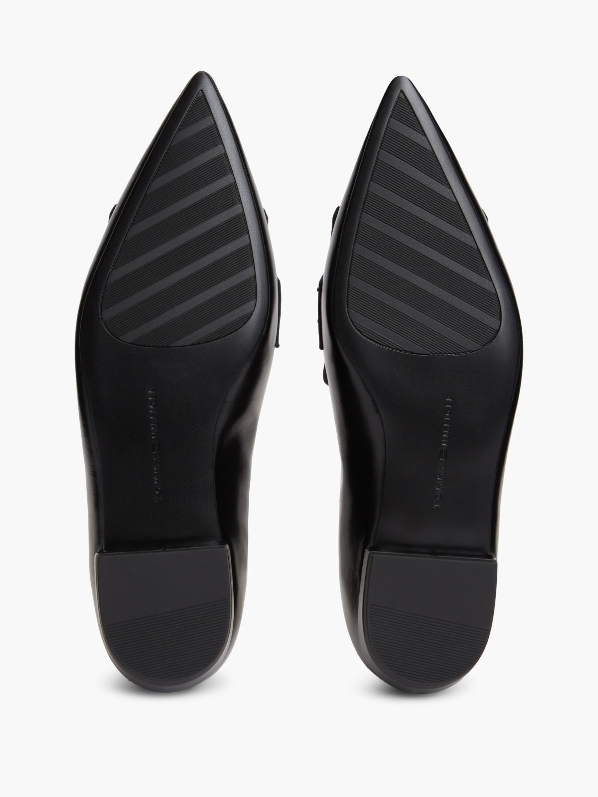Leather Pointed Toe Penny Loafers — Black
