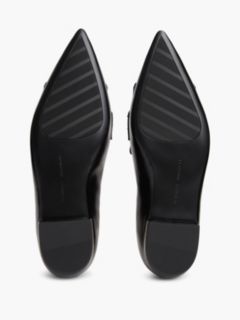 Leather Pointed Toe Penny Loafers — Black 5
