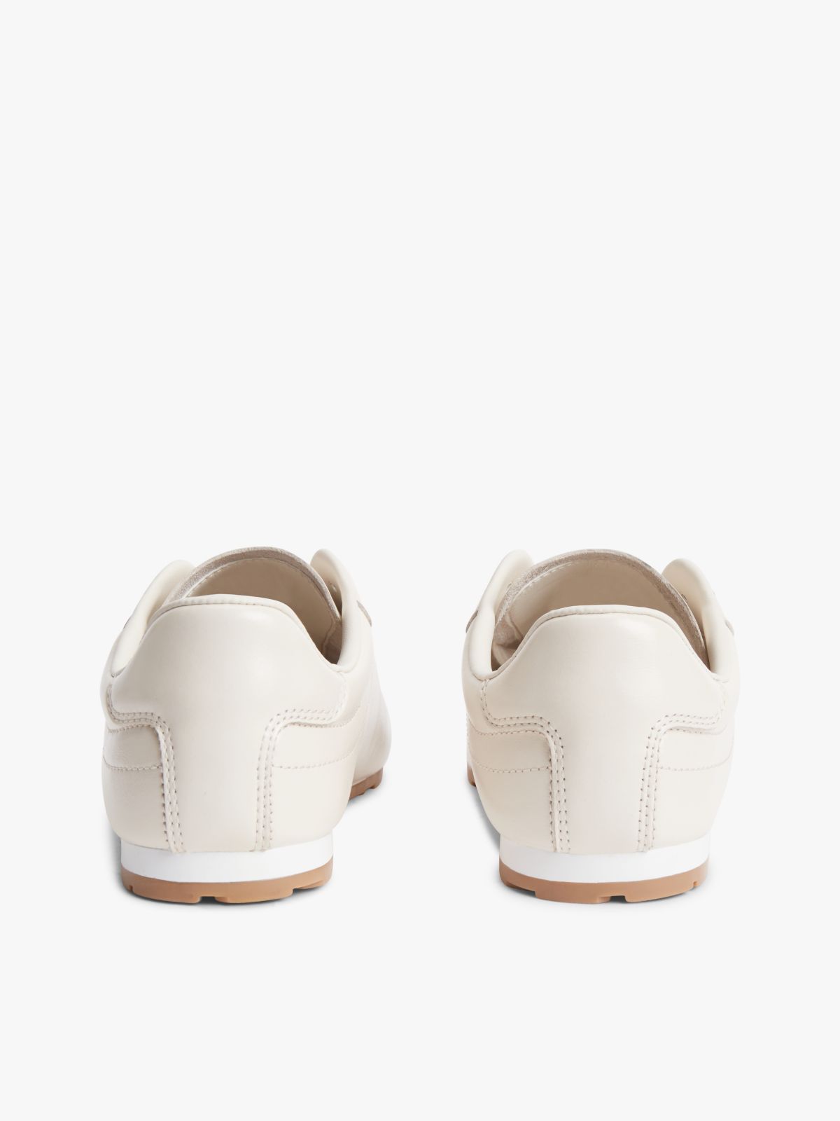 TH Monogram Plaque Leather Trainers — Beige