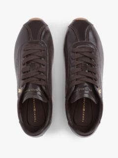 TH Monogram Plaque Leather Trainers — Brown 3