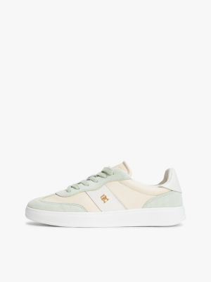 multi sneaker mit strukturmix und th-monogramm für damen - tommy hilfiger