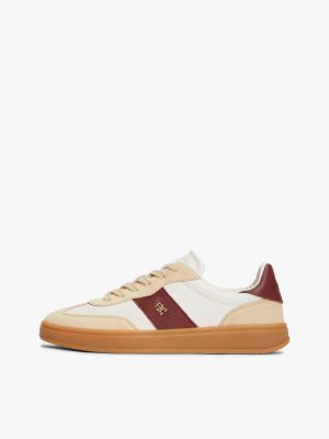 multi sneaker mit strukturmix und th-monogramm für damen - tommy hilfiger