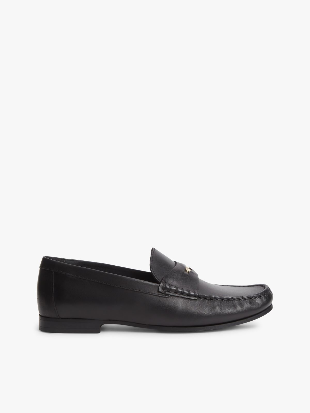 TH Monogram Leather Penny Loafers — Black