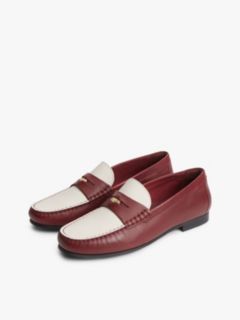 TH Monogram Leather Penny Loafers — Burgundy 2
