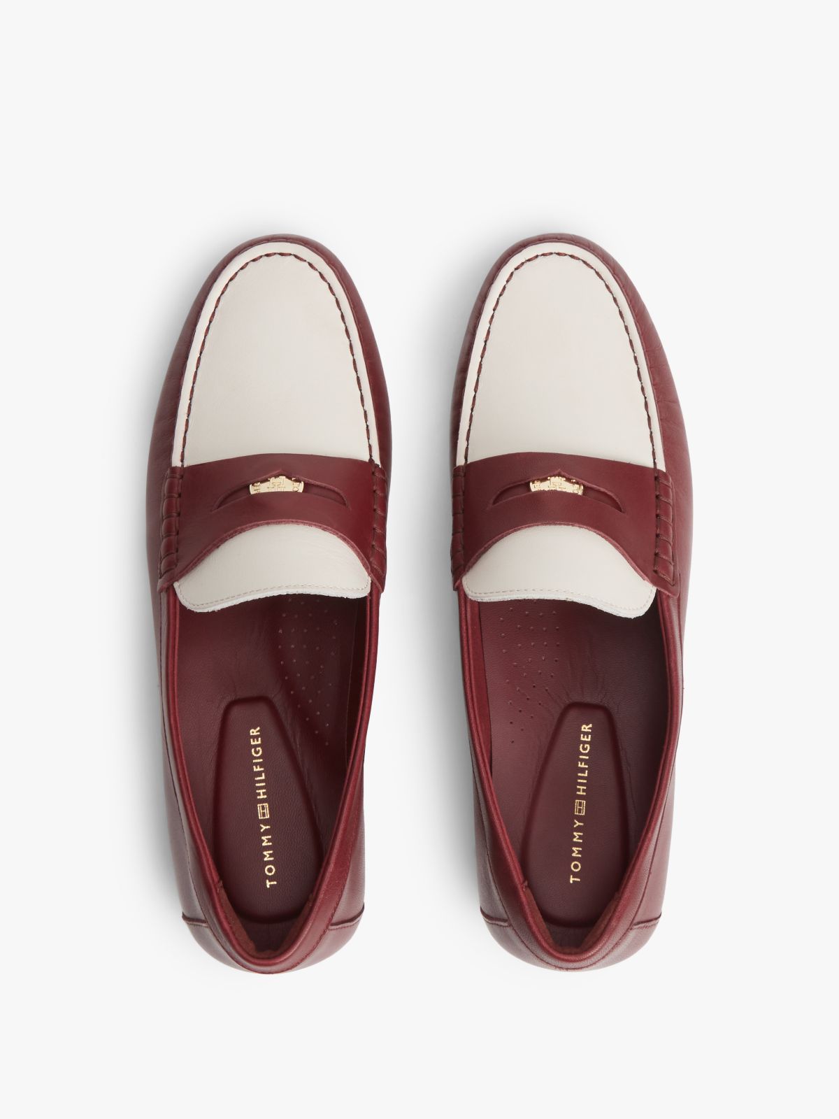 TH Monogram Leather Penny Loafers — Burgundy
