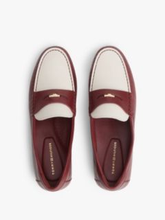 TH Monogram Leather Penny Loafers — Burgundy 3