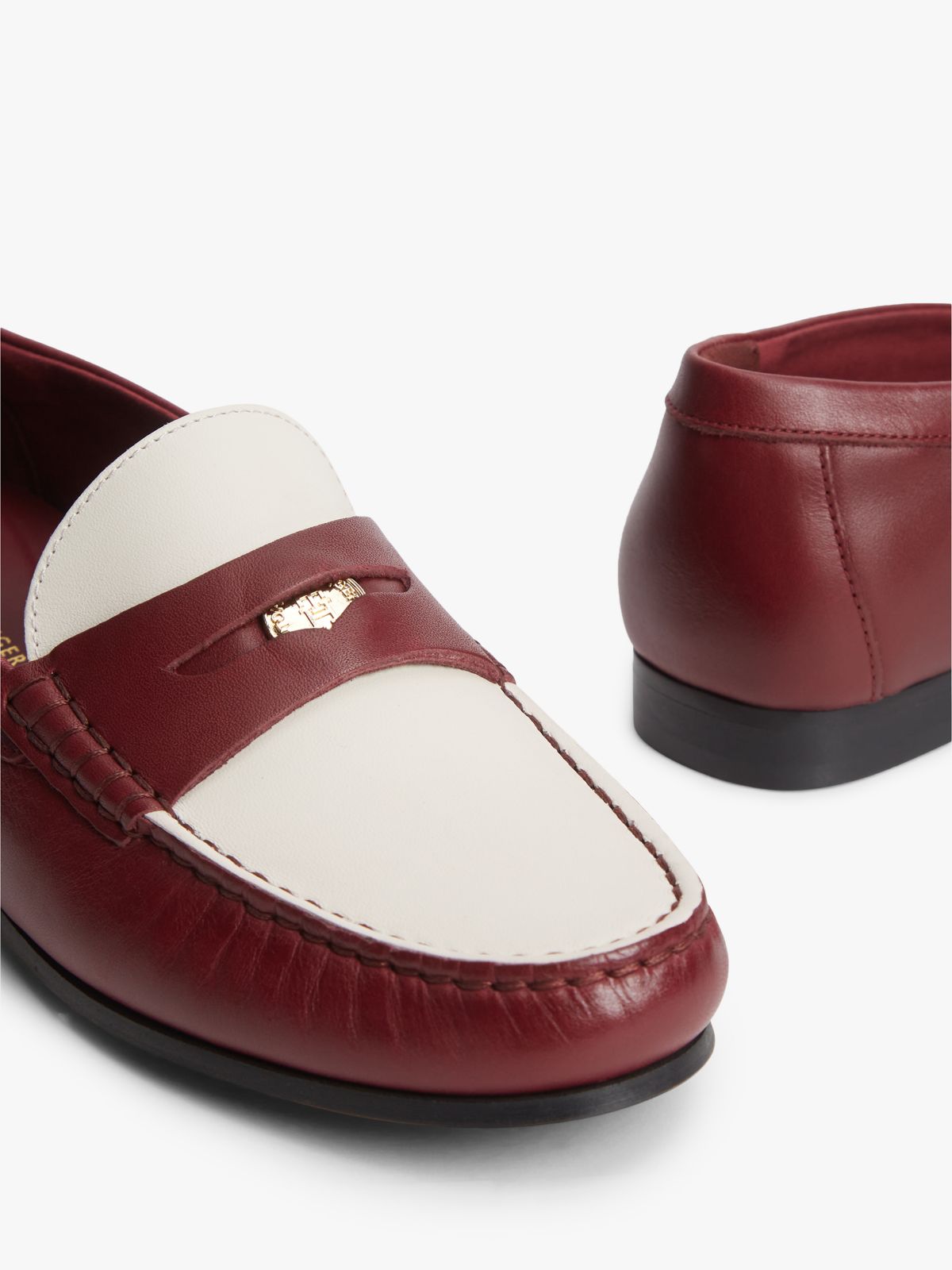 TH Monogram Leather Penny Loafers — Burgundy