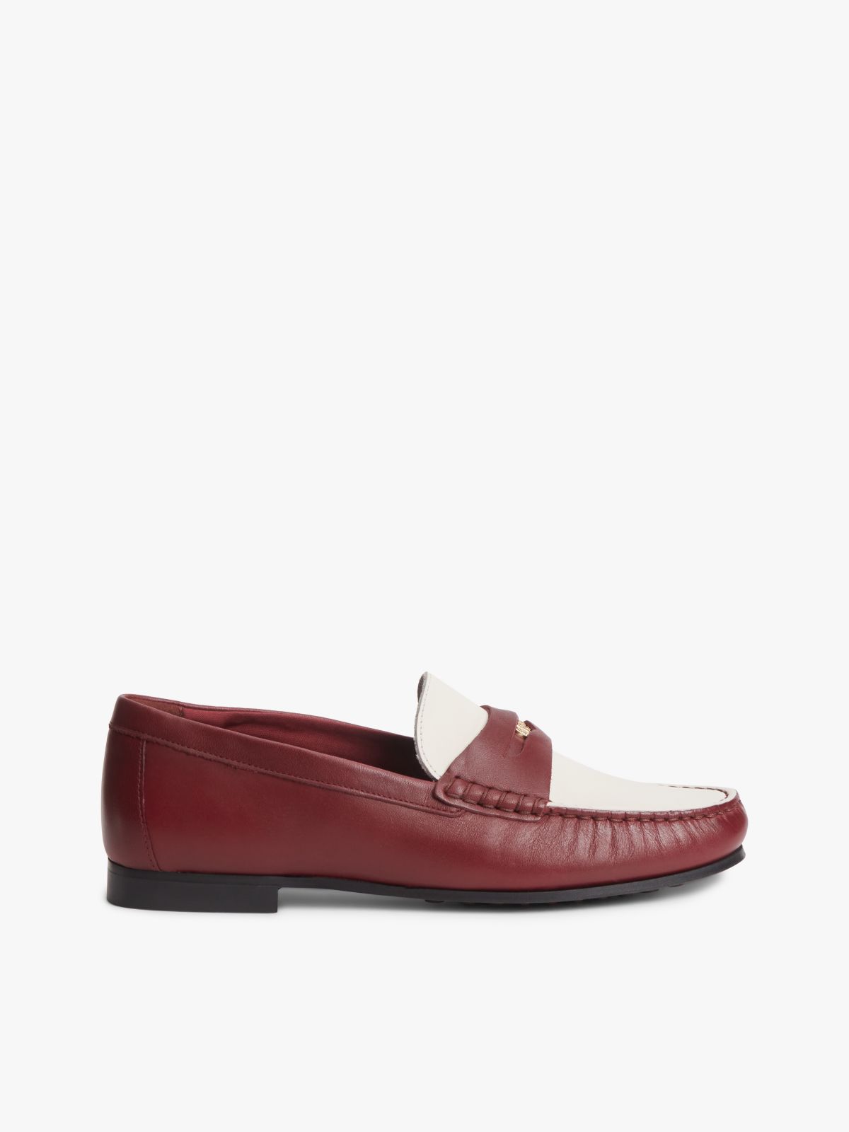 TH Monogram Leather Penny Loafers — Burgundy