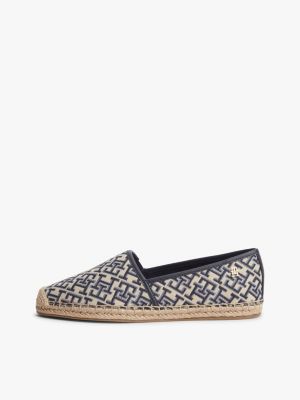 kolorowy żakardowe espadryle z plakietką z monogramem th dla kobiety - tommy hilfiger