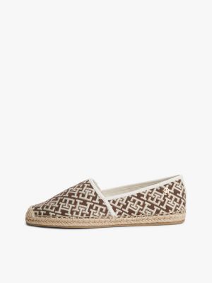 kolorowy żakardowe espadryle z plakietką z monogramem th dla kobiety - tommy hilfiger