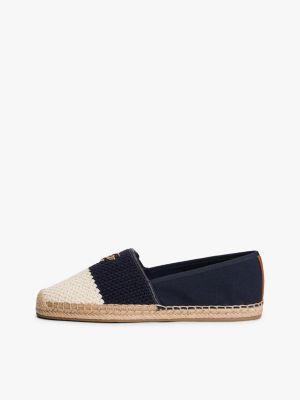 multi logo plaque colour-blocked woven espadrilles for women tommy hilfiger