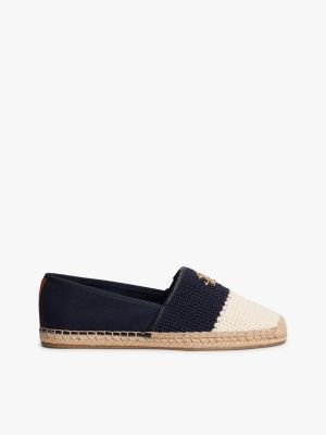 multi logo plaque colour-blocked woven espadrilles for women tommy hilfiger