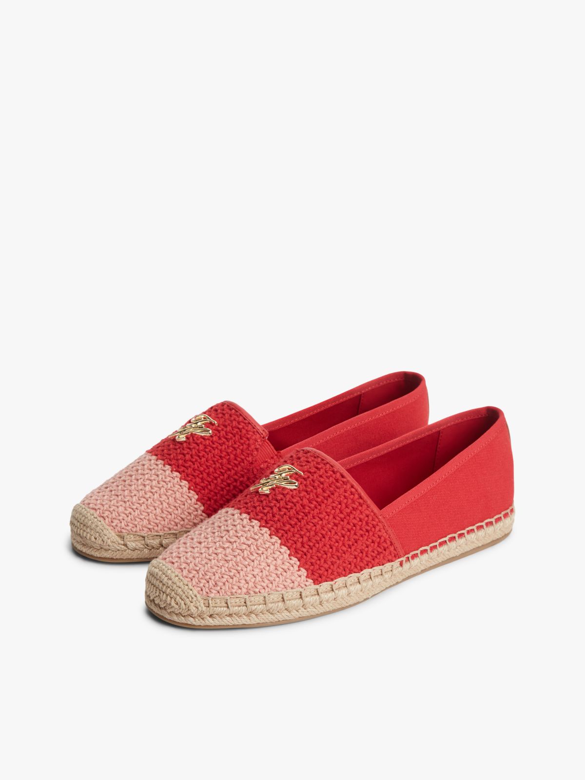 Logo Plaque Colour-Blocked Woven Espadrilles — Multi
