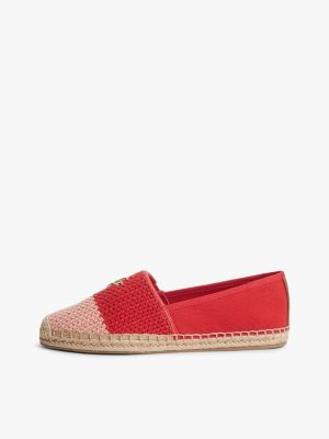 multi logo plaque colour-blocked woven espadrilles for women tommy hilfiger