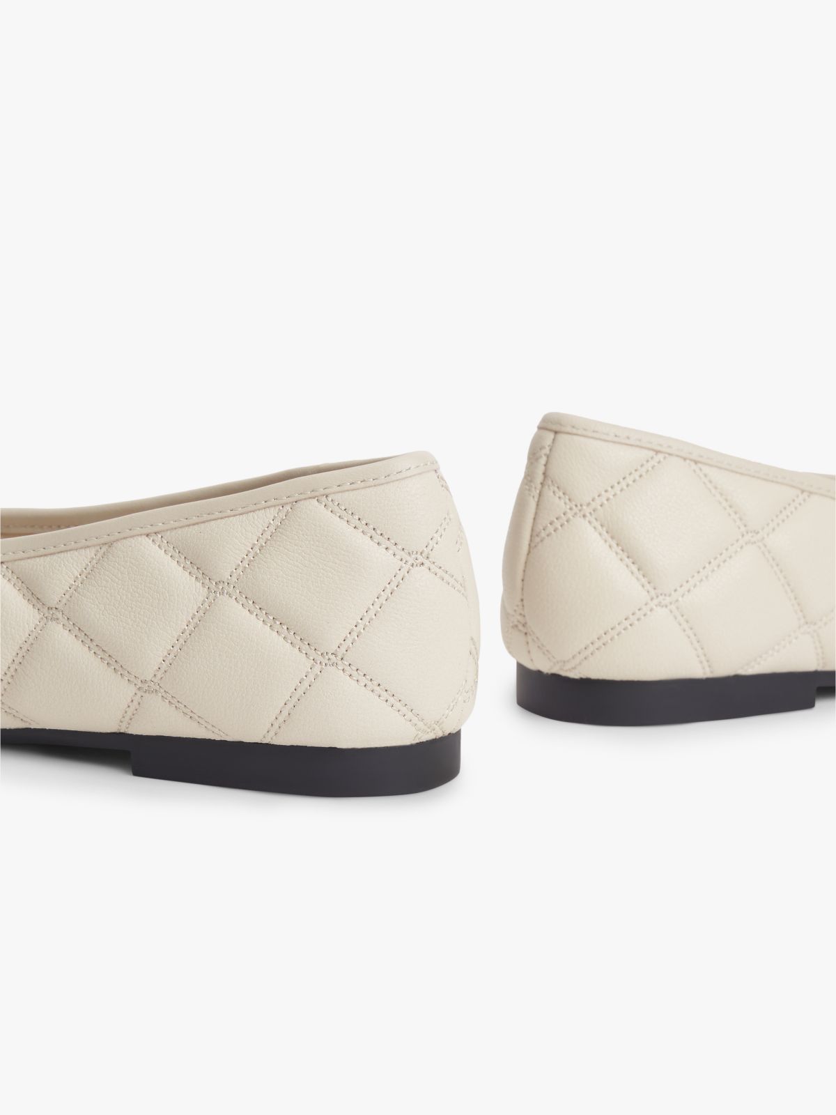 Logo Charm Quilted Leather Ballerinas — Beige