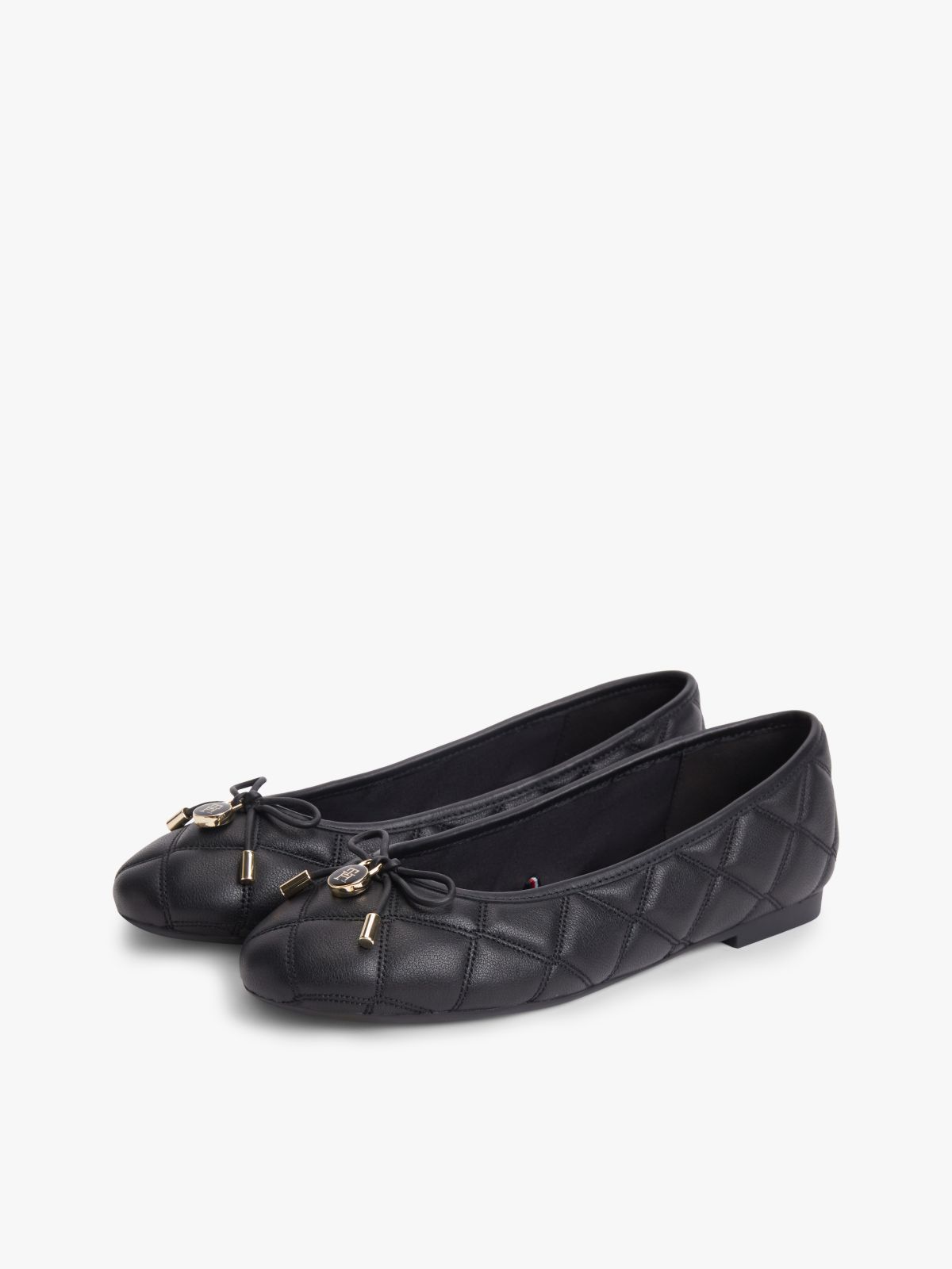 Logo Charm Quilted Leather Ballerinas — Black