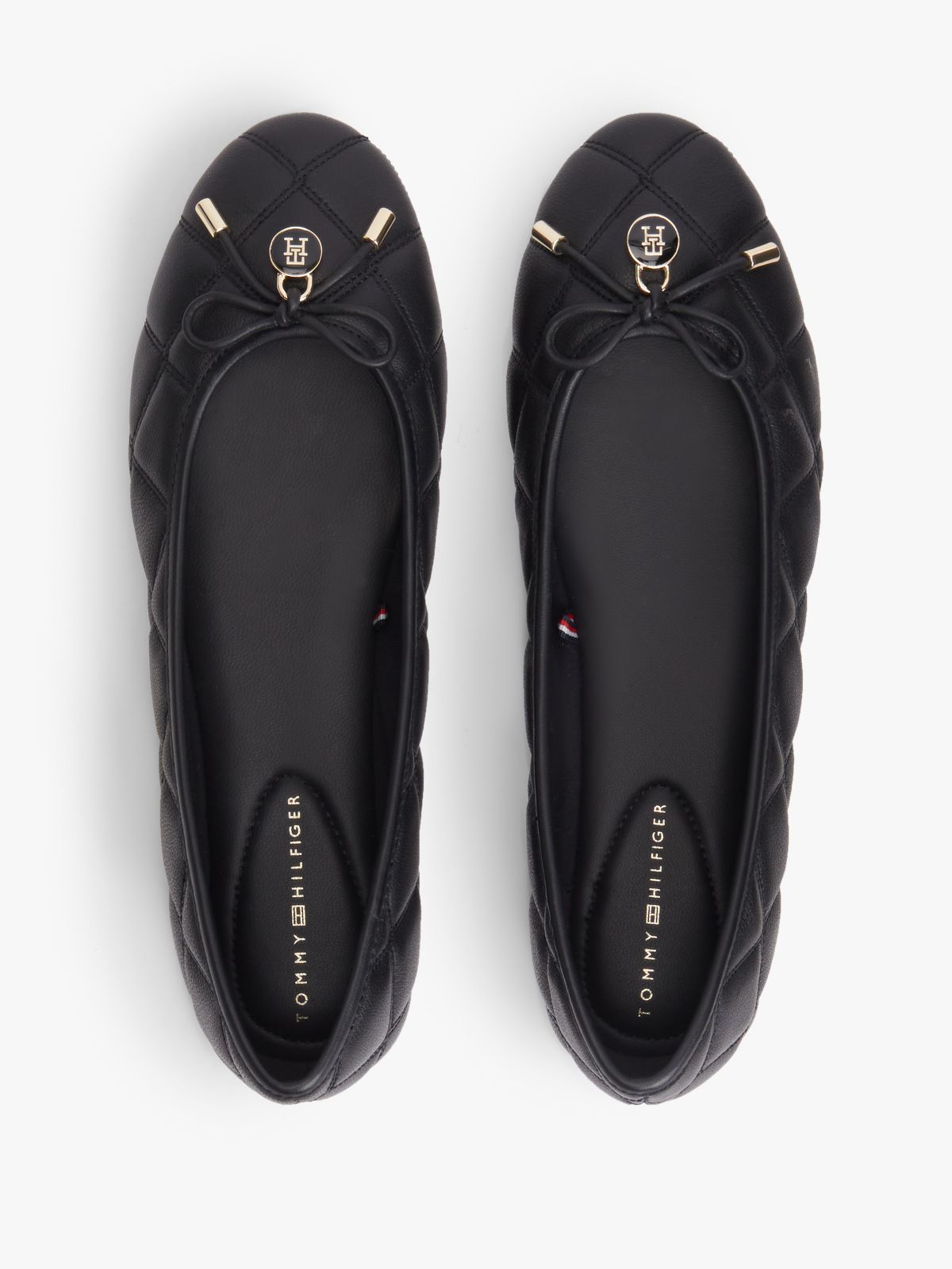 Logo Charm Quilted Leather Ballerinas — Black