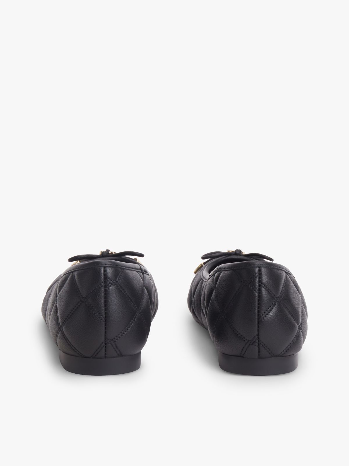 Logo Charm Quilted Leather Ballerinas — Black