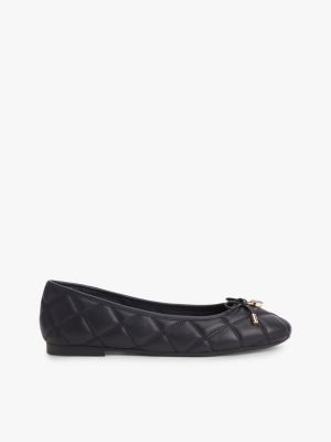 ballerine in pelle trapuntate con charm black da donne tommy hilfiger