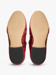 Crossover Strap Snake Print Leather Mary Janes — Red 5