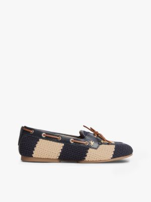 chaussures bateau tissées bicolores souples blue pour femmes tommy hilfiger