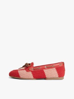 náuticos flexibles tejidos bitonal roja de mujeres tommy hilfiger