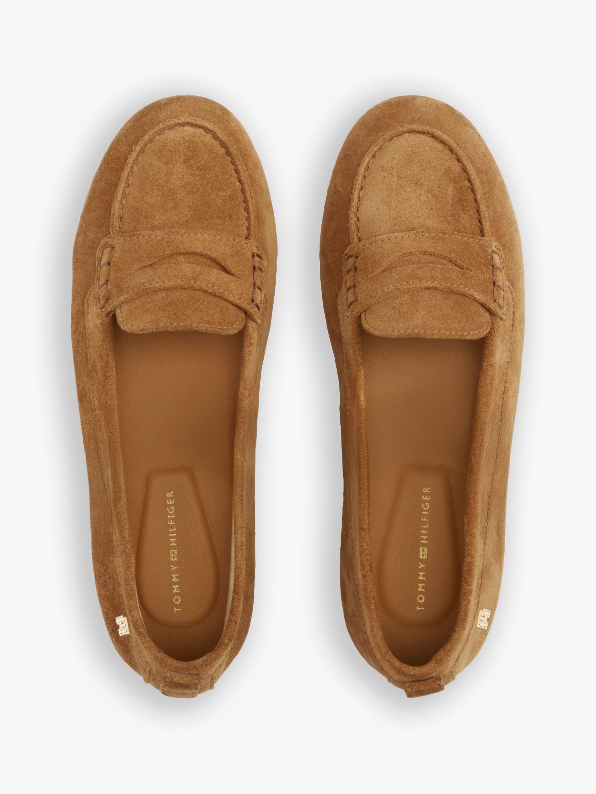 TH Monogram Flexible Suede Loafer Ballerinas — Brown