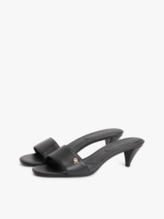 TH Monogram Leather Heeled Mules — Black 2