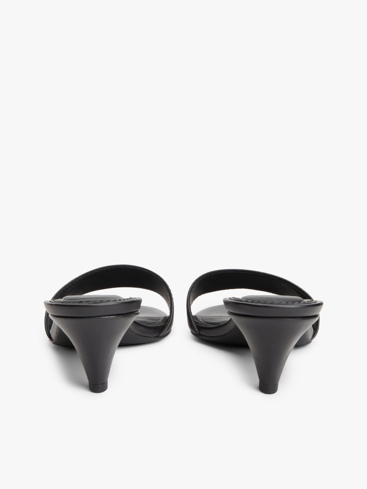TH Monogram Leather Heeled Mules — Black