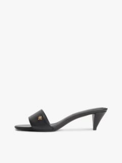 TH Monogram Leather Heeled Mules — Black 7