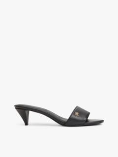 TH Monogram Leather Heeled Mules — Black 1