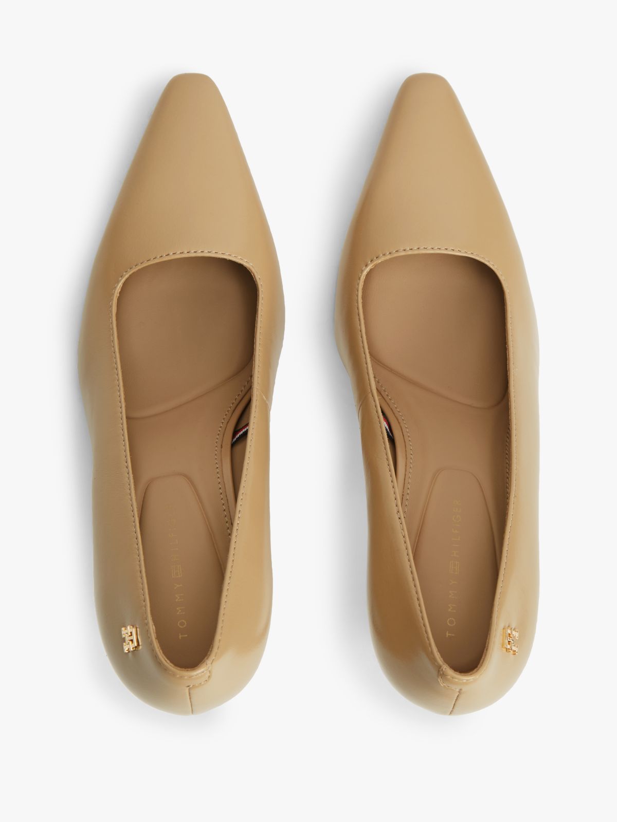 TH Monogram Leather High Heels — Beige