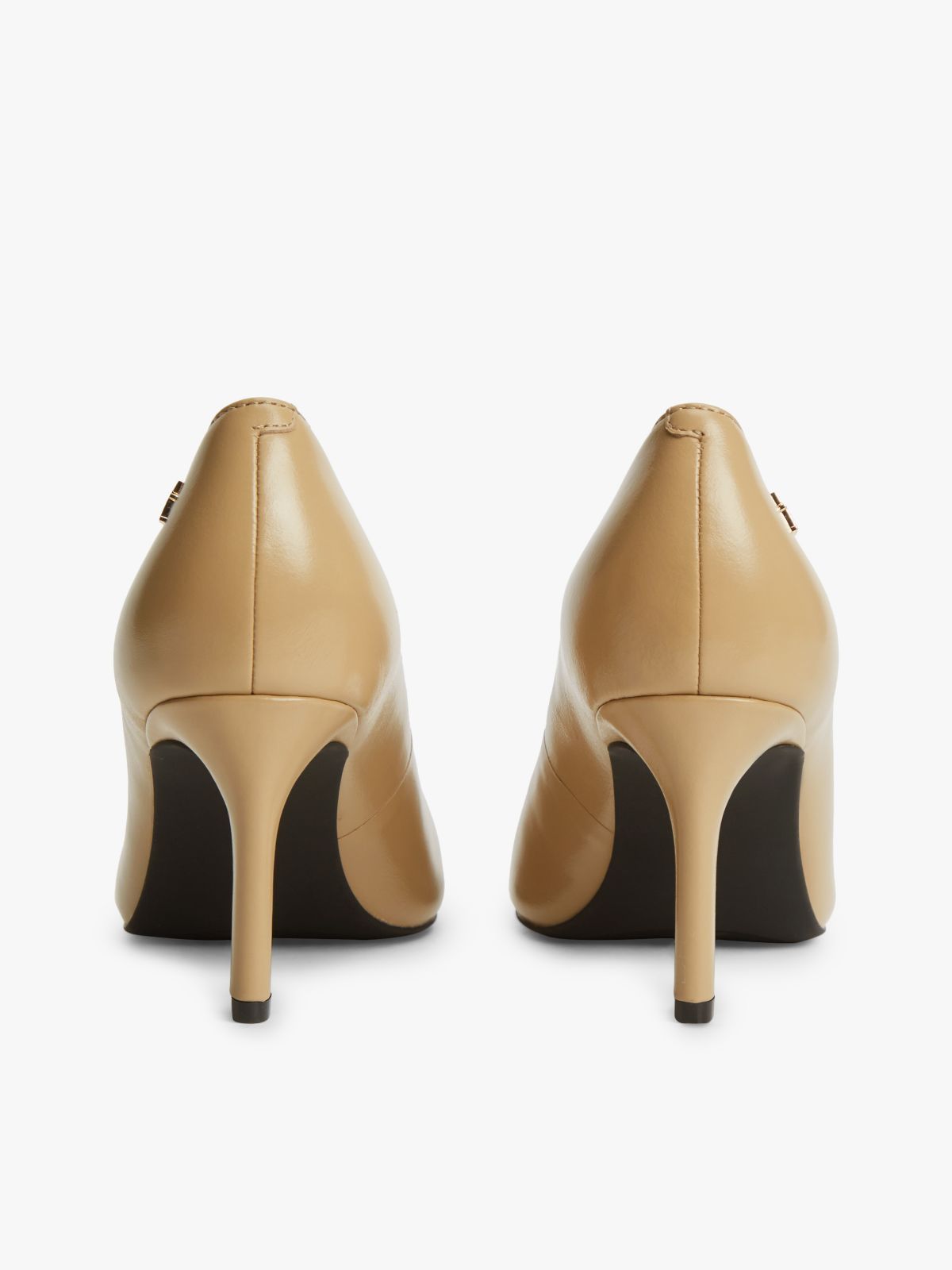 TH Monogram Leather High Heels — Beige