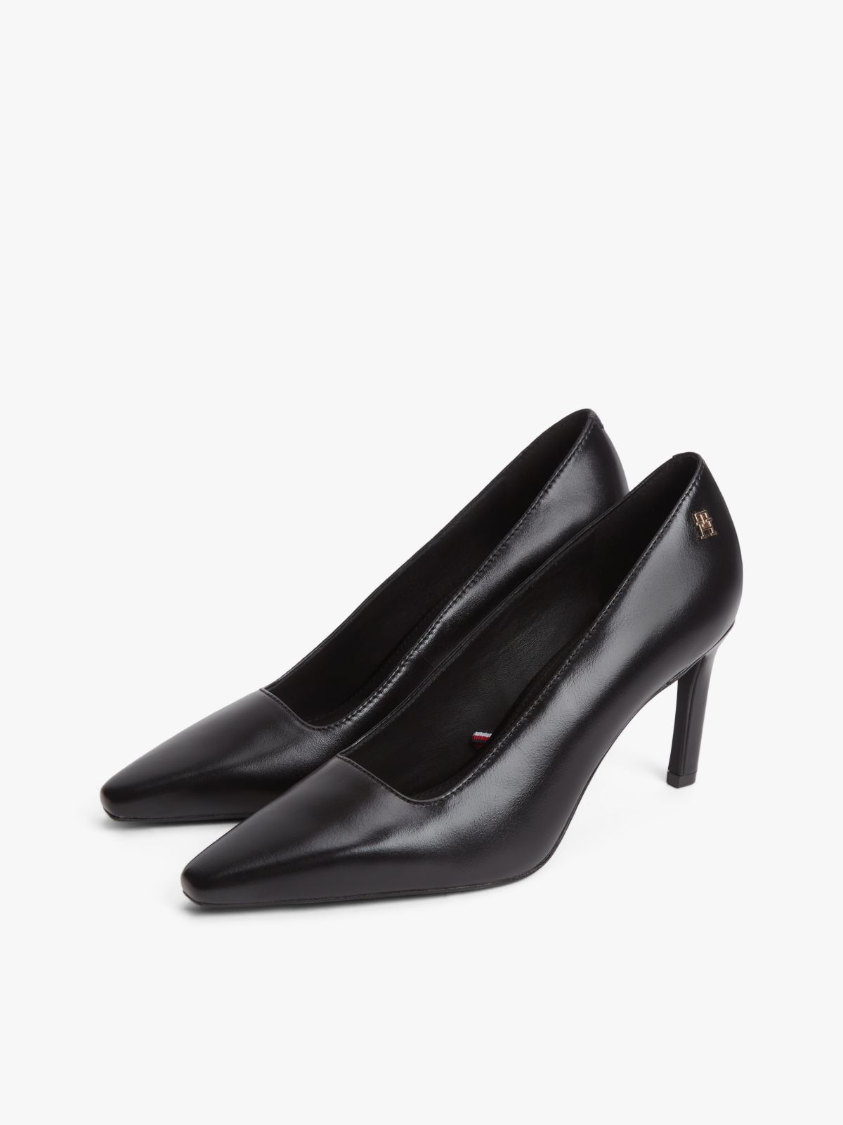 TH Monogram Leather High Heels — Black