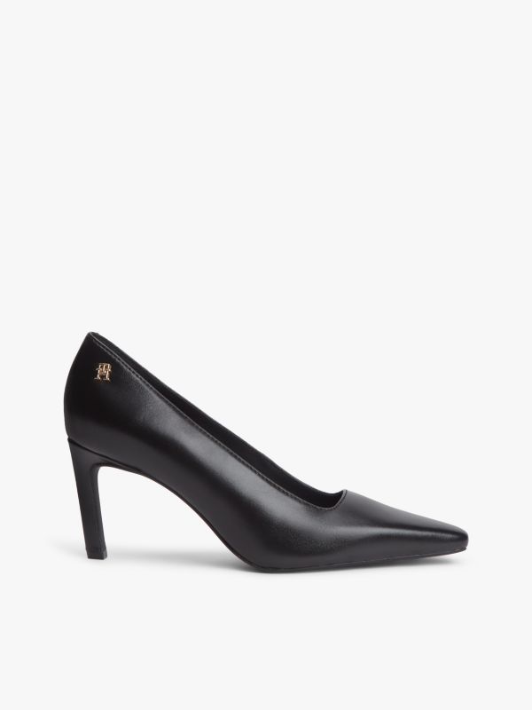 TH Monogram Leather High Heels — Black