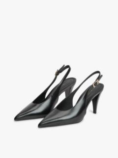 TH Monogram Leather Slingback High Heels — Black 2