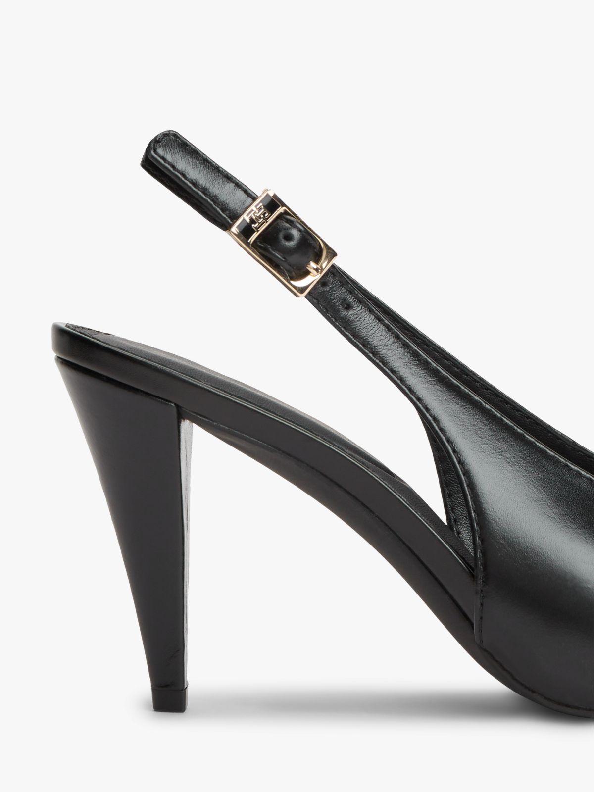 TH Monogram Leather Slingback High Heels — Black