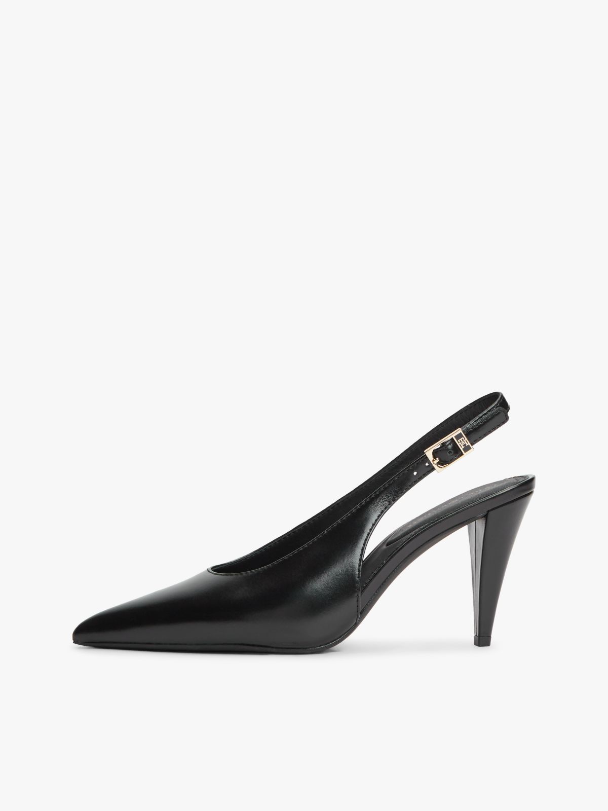 TH Monogram Leather Slingback High Heels — Black