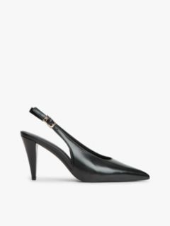 TH Monogram Leather Slingback High Heels — Black 1