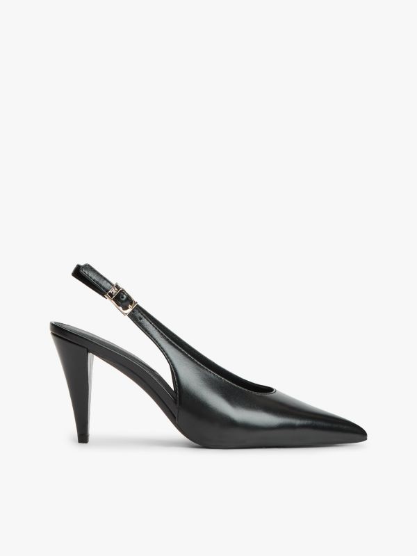 TH Monogram Leather Slingback High Heels — Black
