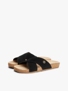 Suede Strap Cork Sandals — Black 2