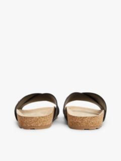Suede Strap Cork Sandals — Black 4