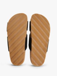 Suede Strap Cork Sandals — Black 5