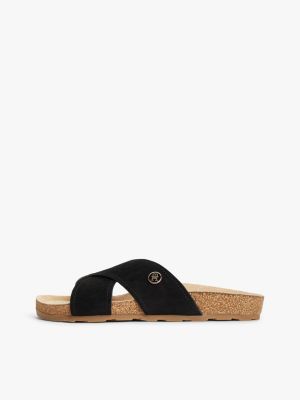 black suede strap cork sandals for women tommy hilfiger