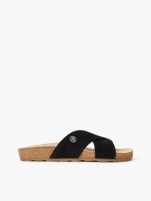 black suede strap cork sandals for women tommy hilfiger