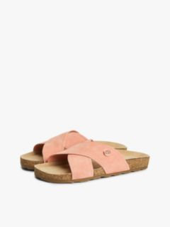 Suede Strap Cork Sandals — Pink 2