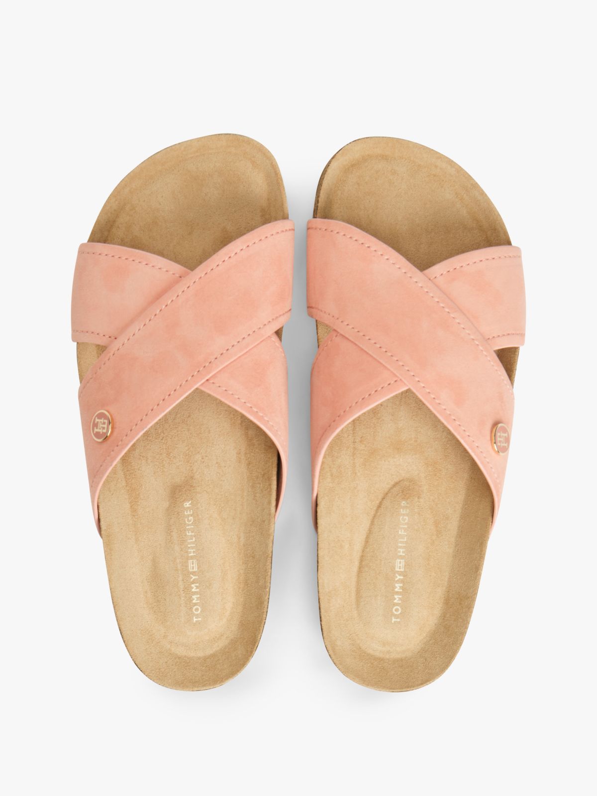 Suede Strap Cork Sandals — Pink