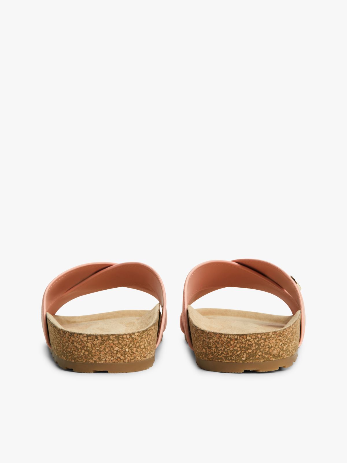 Suede Strap Cork Sandals — Pink