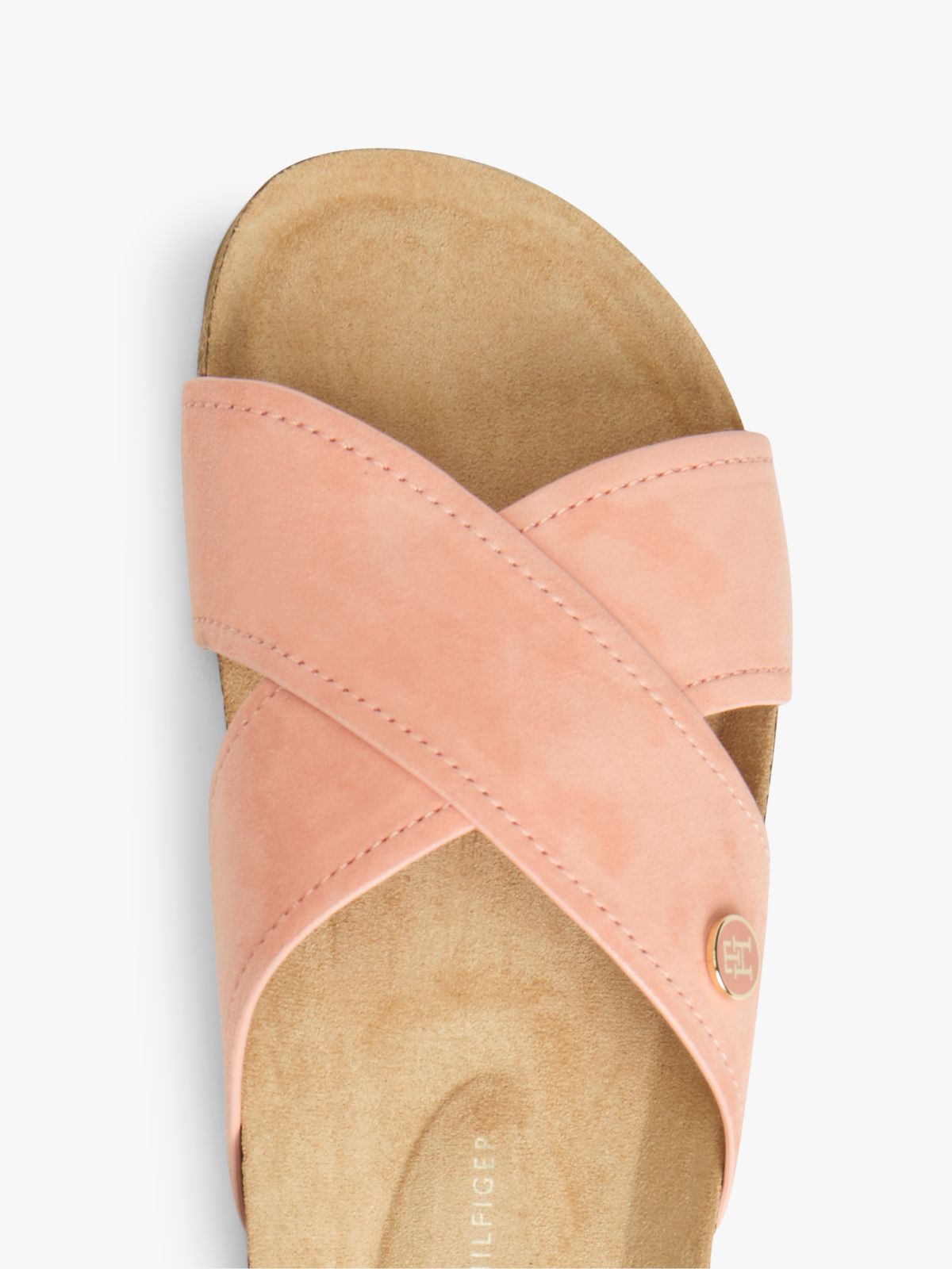 Suede Strap Cork Sandals — Pink